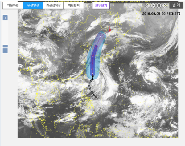제13호 태풍 ‘링링’ 위성 사진