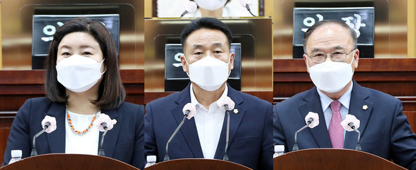 제261회 서산시의회 임시회 제2차 본회의에 앞서 임재관 의원과 장갑순 의원, 이수의 의원이 5분발언을 했다.